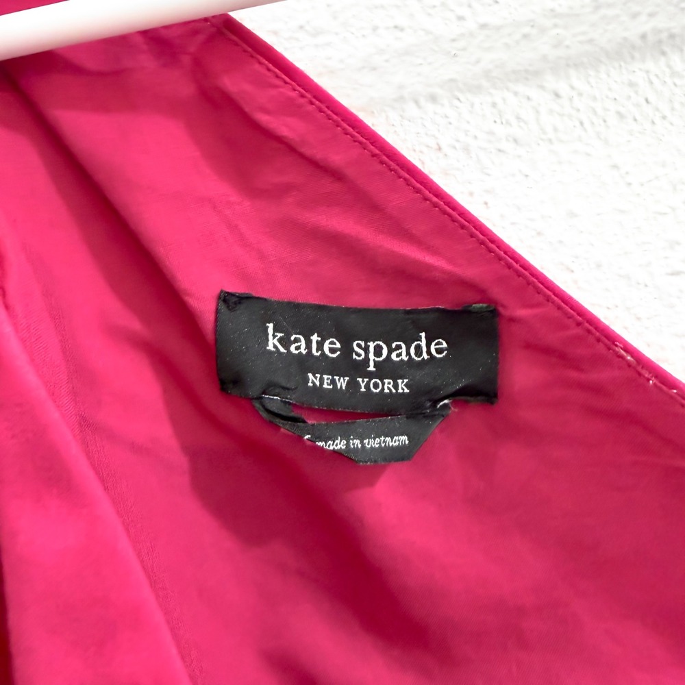 Kate Spade Poplin Old Money Preppy Whimsical One Shoulder Sabrina Pink Dress 6 - Picture 6 of 6